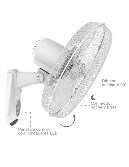 Ventilateur mural 40cm 45W avec télécommande