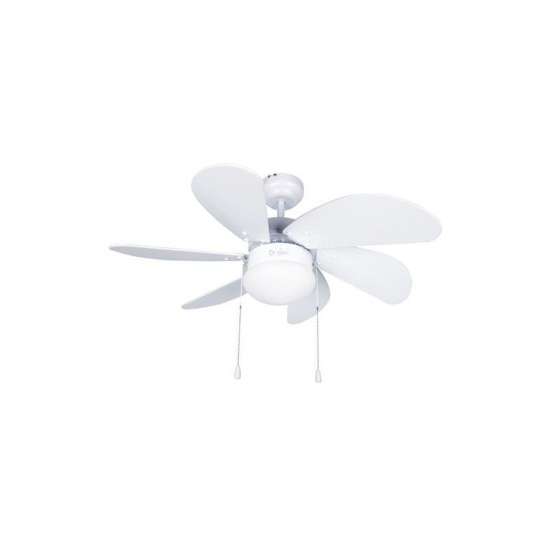 Ventilador techo con Luz 32' 6 aspas madera Blanco