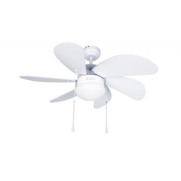 Ventilador techo con Luz 32' 6 aspas madera Blanco