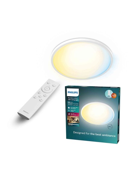 Round White Valen Ceiling Lamp, 16 W, 2000 lm