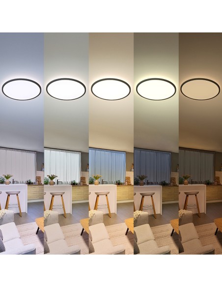 Plafond Rond Noir Valen 16W
