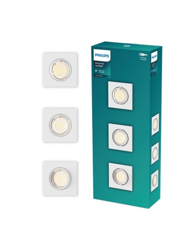 Square recessed metal fitting, Peridot model, pivoting, GU10, white, 9 x 9 cm