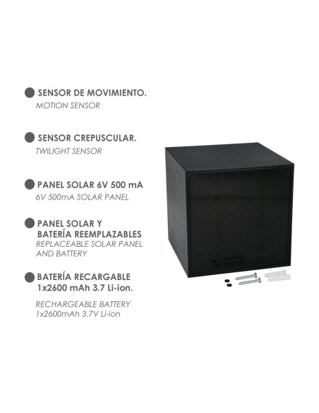 Aplique Solar LED 800 Lumenes Con Detector de Movimiento
