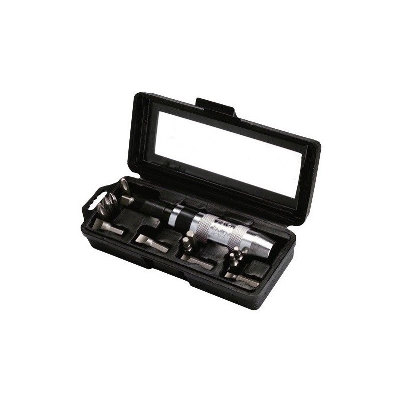 Tournevis soufflé (boîte +12 embouts + adaptateur)