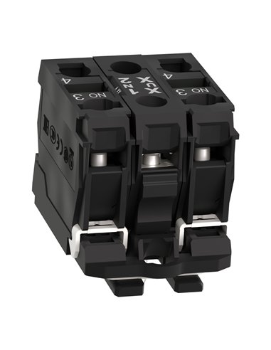 Conjunto completo de cuerpo/contacto y bloque luminoso, Harmony XB5, plástico, blanco, LED universal, cuerpo/anillo de fijación,