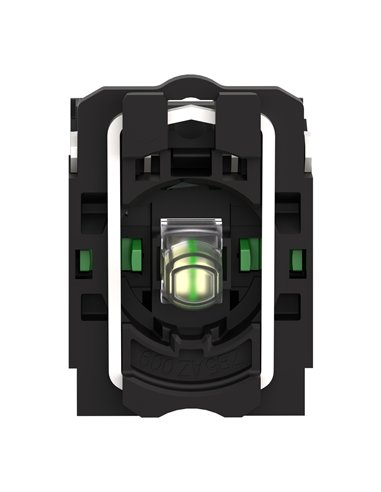 Conjunto completo de cuerpo/contacto y bloque luminoso, Harmony XB5, plástico, blanco, LED universal, cuerpo/anillo de fijación,