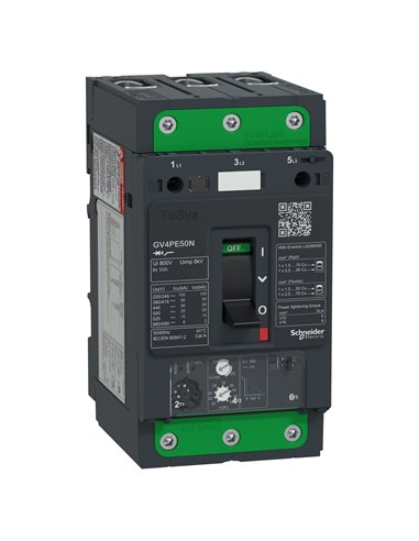 Disyuntor de motor, Tesys GV4, 3P, 50 A, Icu 50 kA, termomagnético, terminales de Everlink