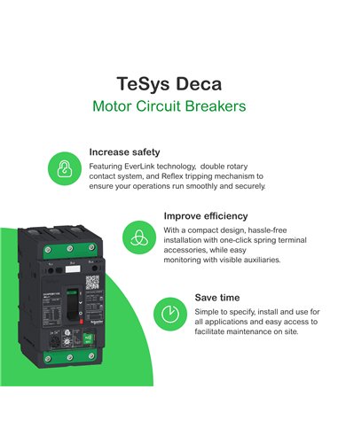 Disyuntor de motor, Tesys GV4, 3P, 50 A, Icu 50 kA, termomagnético, terminales de Everlink