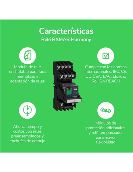 Relé miniatura enchufable, 10 a, 3 nanc, led, 230 v ca
