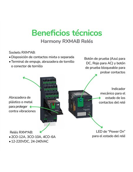 Relé miniatura enchufable, 10 a, 3 nanc, led, 230 v ca