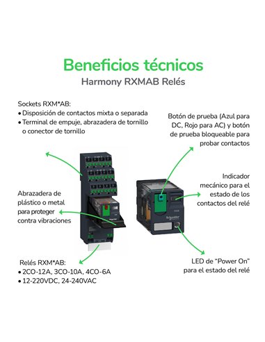Relé miniatura enchufable, 10 a, 3 nanc, led, 24 v cc