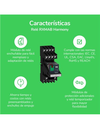 Relé miniatura enchufable, 10 a, 3 nanc, led, 24 v cc