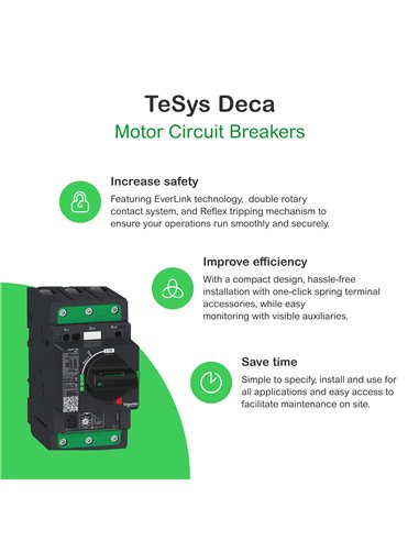Disyuntor de motor, Tesys GV4, 3P, 50 A, Icu 25 kA, termomagnético, terminales de Everlink