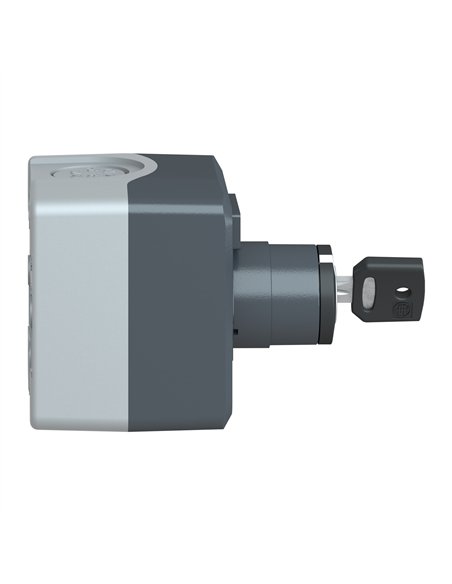 Estación de control, plástico, tapa gris oscuro, 1 selector con llave ø 22, 1 na + 1 nc