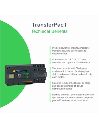 TransferPacT Automatic, 63A, 400VAC, 4P, rotativo, tamaño 100A