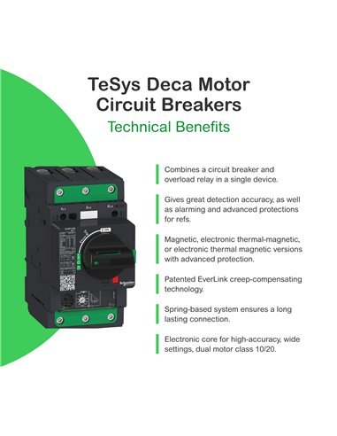 Disyuntor de motor, Tesys GV4, 3P, 50 A, Icu 50 kA, termomagnético, terminales de Everlink