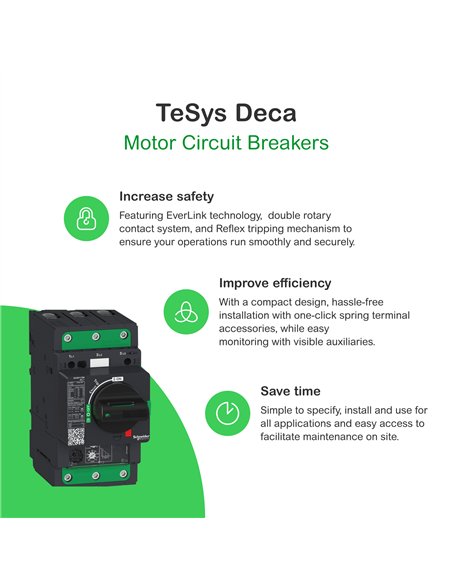 Disyuntor de motor, Tesys GV4, 3P, 50 A, Icu 50 kA, termomagnético, terminales de Everlink