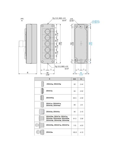 CAJA VACIA 5 TALADROS