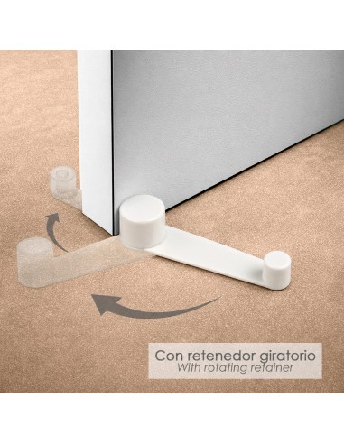 Tope Puerta con Retenedor Giratorio Blanco