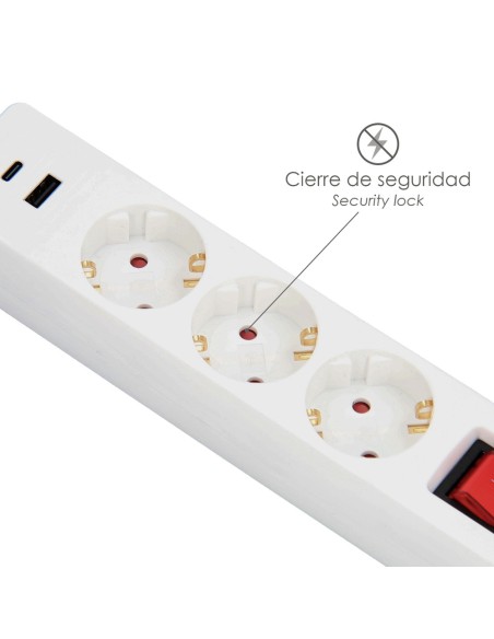 Multiple Socket Base 3 Schucko Outlets and 2 USB with Switch