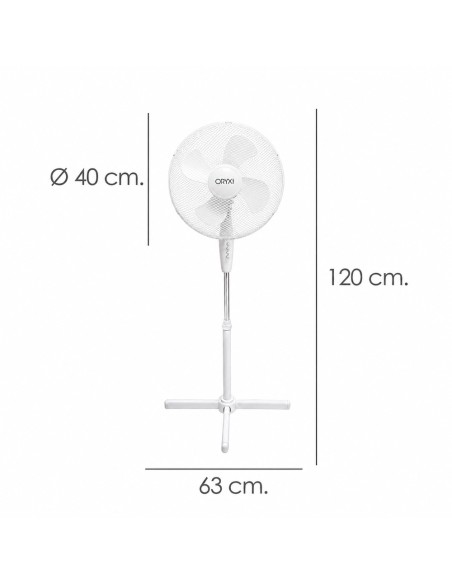 Ventilatore da Terra Oscillante Bianco 45 Watt 1,2 m