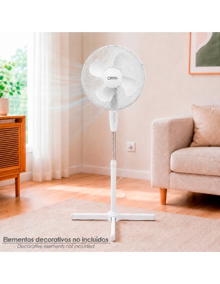 Weißer oszillierender Standventilator 45 Watt 1,2 m