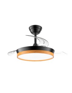 Ventilador LED aspas retráctiles Paneco Mini Negro 39W 4290Lm CCT Dim