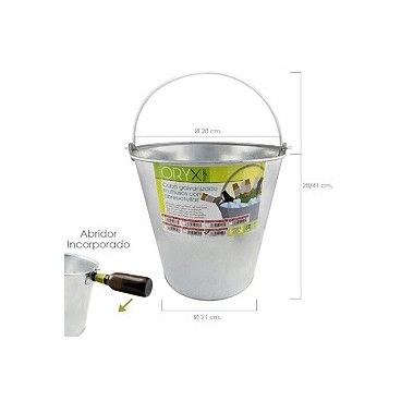 Eimer Zink Metall Verzinkt Mehrzweck-14 Liter 28 x 21 x 28 (alt.) cm Öffnet Flaschen 05060015