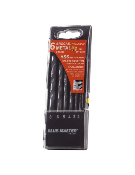 Trapani rettificati DIN 338 HSS ø2 mm, set da 6 pezzi