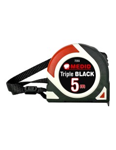Dreifach-Flexometer schwarz-bimaterial 5 m x 25 mm