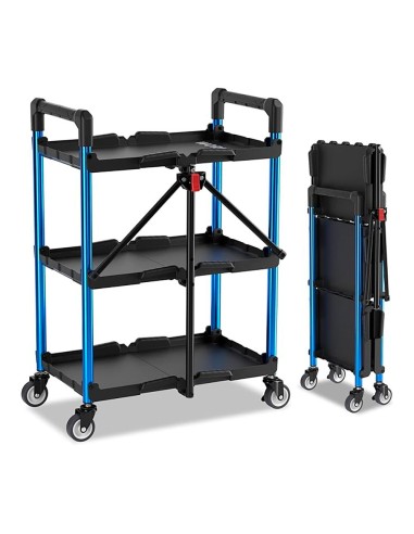 Foldable three-level tool cart 88.5 cm blue