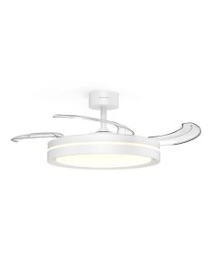 White ceiling fan with retractable blades and LED light 24 W