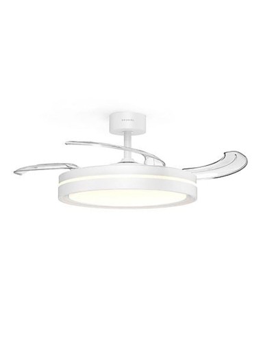 White ceiling fan with retractable blades and LED light 24 W