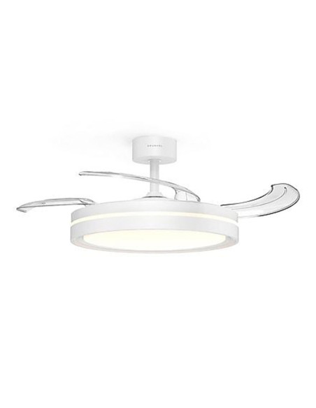 White ceiling fan with retractable blades and LED light 24 W
