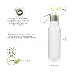 Botella Agua Plastico 600 ml. con Asa. Sin BPA 05075060