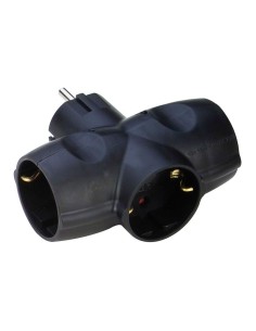 Triple Schuko Adapter 2P+T 16A 250V~ Black