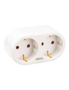 Front Double Schuko Adapter White 16A 250V