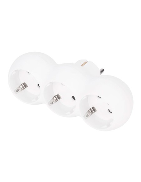 Front Triple Adapter Schuko 2P+T 16A 250V White