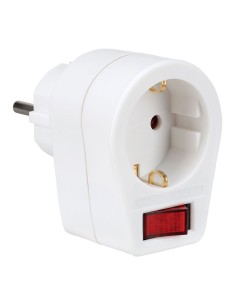 Adaptador Schuko 2 polos + tomada de corrente 16A 250V branco com interruptor luminoso