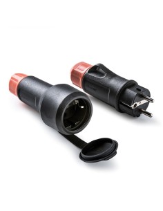 Mobile Basis mit Schuko-Stecker 16A IP54 schwarz mit Gummitappe
