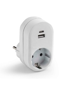 Schuko-Adapter 1 Steckdose 2 USB IP20 weiß