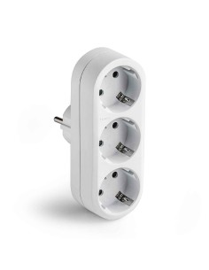Triple Adapter 2p+t 16a 250v with Front Entry White