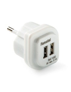 Adaptateur USB blanc avec sortie 5V 2.1A