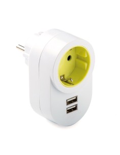 Weißer Schuko-Adapter 1 Steckdose 2USB-A 2,1A