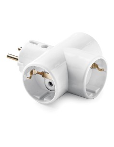 Triple Schuko Adapter 2P+T 16A 250V White Retractable