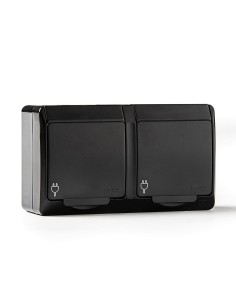 Base double étanche IP44 noir 16-250 V