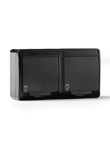 Base double étanche IP44 noir 16-250 V