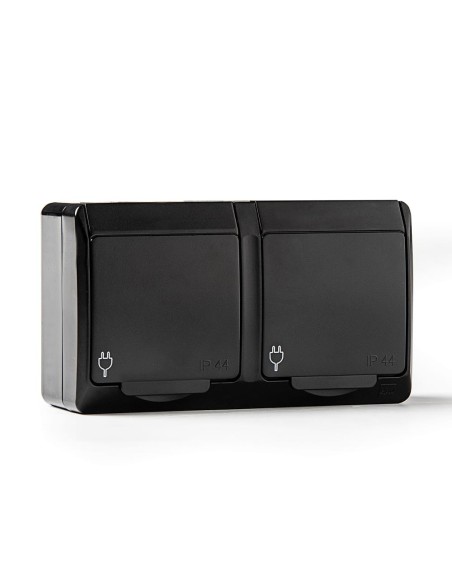 Base double étanche IP44 noir 16-250 V