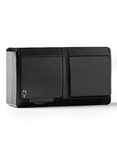 Stainless IP44 Switch 16-250V Black