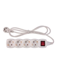 Base múltiple 4 tomas schuko 16a 250v blanco 1.5m cable con interruptor